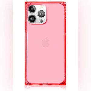 Flaunt Square Clear Neon Pink iPhone 15 Pro Case